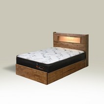 펠리스침대 제니스 LED 고무나무 원목 4단 서랍형 수납침대 프레임 SSQ 2colors, 월넛