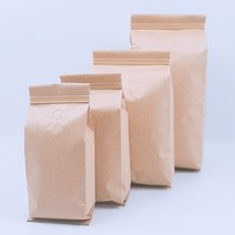 바이올팩키지 커피봉투 크라프트 M자봉투 100매 아로마밸브부착형, 100g
