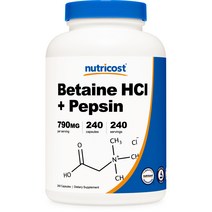 뉴트리코스트 베타인 HCI + 펩신 790mg 캡슐 글루텐 프리, 240개입, 1개