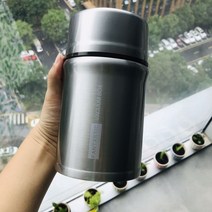 에끌 죽보온병 보온도시락 죽통두유 안티 가을 스테인레스 스틸 보온 수프 냄비 죽 냄비 죽 컵 같은 스타일의 보라색 빨간색 찐 보온 냄비-13849, 단일옵션, 02. 스테인레스 스틸 내추럴 컬러