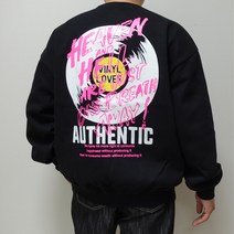 레코드 프린트 남자 봄 가을 오버핏 합포 맨투맨 티셔츠