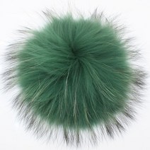 saw 푹신한 여우 퍼 폼폼 및 버튼 13-15cm DIY 너구리 공 자연 스카프 모자 액세서리, [03] green