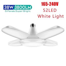 스포트라이트 조명 1PCS 38W LED 차고 조명 Foldable E27 전구 4 가능한 팬 블레이드 변형 워크숍 창 천장, 한개옵션1, 01 52LED White Light