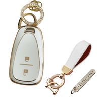 루루형제 쉐보레 차 키케이스 더뉴스파크 올뉴크루즈 더뉴 말리부 트레일블레이저 라세티 스마트 자동차 키커버 키홀더 키링, 키케이스+번호키링+가죽리본키링+가죽스트랩, AC-01 [2버튼], 크림화이트