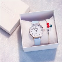여학생손목시계 대학 입시 전용 여성 무드 심플 중학교 트렌드 방수 스윗 학원 2295237436, 블루 있음 (증정 스윗 케이스 _앵두
