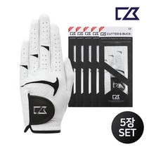 커터앤벅 공용 양피 골프장갑 5장 1세트 - CBU3AGV311, 화이트