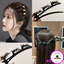 [다이나몰] 3단 포인트 집게핀 3종세트 +미니집게핀 하나더(특별구성) 스와로브스키 스톤 큐빅 앞머리핀