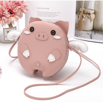 NICKKIM 닉킴 DIY 가방 만들기 미니백 크러스백 바느질 취미 가죽 가방 공예 캐릭터 DIY키트 공룡 가방, 핑크 천사꿀꿀이