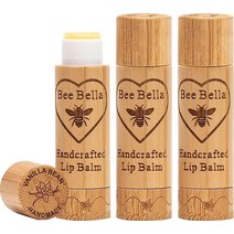 Bee Bella 비 왁스 코코넛 오일 호호바 립밤 바닐라빈 3팩 335894, Vanilla Bean, 3 Pack