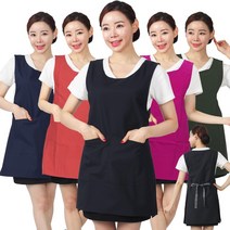 레뷰가운 WAE216 앞뒤 끈묶음 원피스앞치마 카페 식당 주방 서빙 바리스타 앞치마, WAE216 검정, 1개