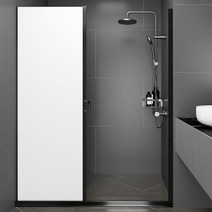 우스어스 무타공 욕실파티션 샤워 부스 욕조 파티션 방수 커튼, 블랙, 1개