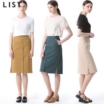 [리스트.] [리스트] 스트레치 버튼 미디 스커트