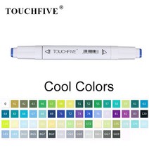 음주 측정기 Touch five멋진 컬러 아트 마커 더블 헤드 알코올 기반 브러시 펜, 64