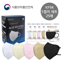 블루마운틴 KF94 마스크 새부리형 컬러 대형 1매입 25개, 모듬B