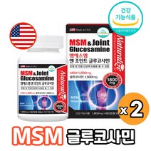 엠에스엠 앤 조인트 글루코사민 MSM 1800mg 초록입홍합 추출물 상어연골 생선콜라겐 관절 연골 뼈건강 미국 영양제, 2박스, 60정