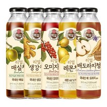 CJ제일제당 백설 리얼청 5종 매실/생강/오미자/레몬/배도라지청, 상세설명 참조, 05. 매실청 2개 + 오미자청 1개