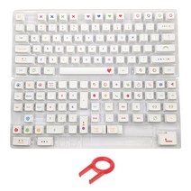 우먼스9999 파스텔 드로잉 귀여운 이모지 영문 PBT 키캡 + 키캡리무버, 화이트