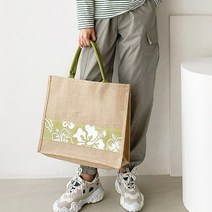 홍대언니 플라워포인트 린넨 스퀘어 토트백 가방 GSTT