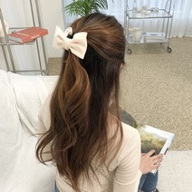 아쿠세샵 리본 쉬폰 소프트 반머리 반묶음 똥머리 리본집게 헤어 집게핀