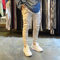 어썸블랑 남성용 면 스키니핏 카고 조거팬츠 5color