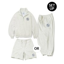 CODEGRAPHY SET 긴바지 OR 반바지 CGP 서클 로고 하프집업 맨투맨 셋업_오트밀