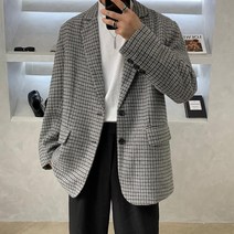 CIUUC 새로운 가을과 겨울 남자 느슨한 캐주얼 체크 무늬 정장 BF 하라주쿠 트렌드 남성 정장 재킷의 한국 버전