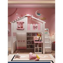 벙커형 2층 수납침대가드책상세트 어린이 미끄럼틀, 프레임+침대+사다리 수납장 120x200cm