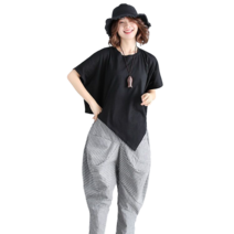 여성용 반팔 상의+배기팬츠 투피스