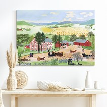 더 아트 컴퍼니 그랜마 모지스 따뜻 힐링 명화그림 액자 행복 그림 아이방 카페 홈데코 거실 사무실 매장 인테리어 50종 1-25, 3. GM-체크무늬 집