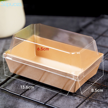 Slipuces 크라프트 직사각받침 크라프트 일회용 종이 버거 김밥 떡 포장용기, 50개, 갈색