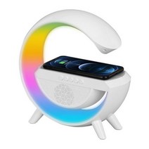 다기능 야간 조명 무선 충전 알람 시계 블루투스 스피커 앱 제어 LED 야간 램프 RGB 분위기 테이블 L, WHITE, 우리에게