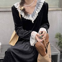 밴딩원피스 CHIC 시크 레이스 양면으로 입다 플래시 밝은 벨벳 허리보정 점프슈트 블랙 고퀄리티 3674724313