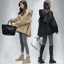 봄가을 여성 루즈핏 후드 자켓 트렌치 코트 아우터 캐주얼 잠바 간절기 여성의류