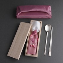 복띠 칠보 은수저 99% 1벌 전통 칠보 부부 예단 생신 은혼식 선물 세련된디자인 심플 건강 은수저 숟가락 젓가락 선물세트, 은수저1벌 홍색+종이포장 무료