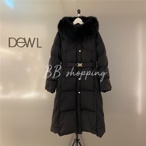 듀엘 DEWL 퀄팅 디테일 구스 고급 후드 롱 패딩 D244PSG232