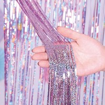 브라이덜샤워 생일 홀로그램 파티커튼 벽장식 꾸미기, 홀로그램 퍼플핑크