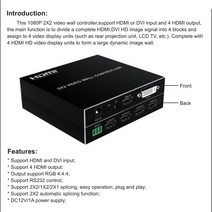 hdmi 케이블 모니터연결선 todvi dp선 모니터선 2.12x2 비디오 월 컨트롤러 TV 접합 상자 화면 결합 1x2 1, 03 With UK Plug