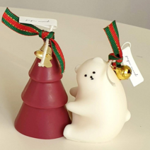 크리스마스 곰트리 캔들 인테리어 오브제 소품 선물 성탄절 양초 향초, 곰+트리(버건디)