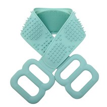 샤워용 백 스크러버 2021 업데이트 실리콘 목욕 바디 브러시 더블 핸들 조절 가능 사이즈 드라이 또는 습식 브러싱에 완벽 각질 제거 각질 제거제 (L 그린) HONOMA