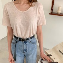 로우 슬라브 U넥티셔츠