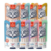 완피 크리미 퓨레 고양이 츄르 25P 대용량, 8종 혼합팩