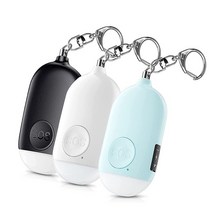 안전한 사운드 개인 알람 130dB 보안 자기 방어 키체인 비상 LED 손전등 USB 충전식 포함 여성 이 노인용 보호 장치, White/Blue/Black