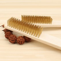 정원청소도구 연마 연삭 황동 구리 와이어 브러시 나무 손잡이와 강철 보석 녹 페인트 제거를 위한 나일론, 한개옵션0