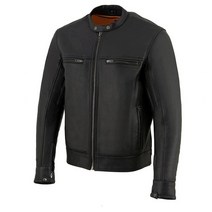 Milwaukee Leather 남성용 가죽 통기성 스쿠터 재킷 쿨 Tec® 가죽 블랙 MLM1551 블랙., Medium