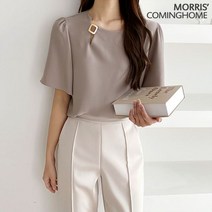 모리스커밍홈 한정수량/패플단독 모리스커밍홈 골드 스퀘어 날개소매 블라우스_M2204BL902B