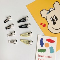 포차코 강아지머리핀 강아지똑딱핀 4개 세트