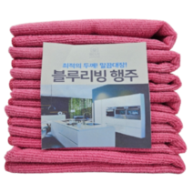 블루리빙 요술 극세사 주방 업소 면 카페 다용도 행주, 핑크, 1개