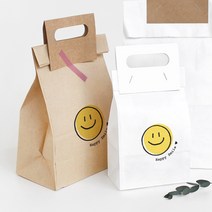 스마일 각대봉투 (10매) 2가지 사이즈 인쇄 제작 가능 래빗 일러스트 감자튀김 빵포장 빈티지 선물포장용으로 좋은 종이봉투, 크라프트, 중_(15+9)x26(cm), 1묶음(10매)