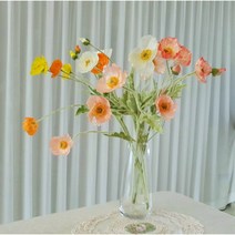 프리미엄 양귀비 실크플라워 인테리어 조화 - 6color, 피치
