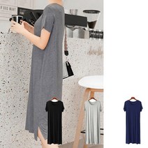 일자라인 U자넥 반팔 원피스 치마 홈웨어 일상복 집순이 잠옷 파자마 모달원단 3가지 색상